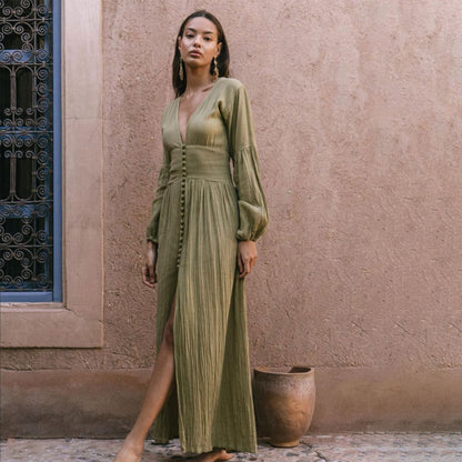 Sierra Long Maxi Dress - V-Neck - Boho Evening - Summer