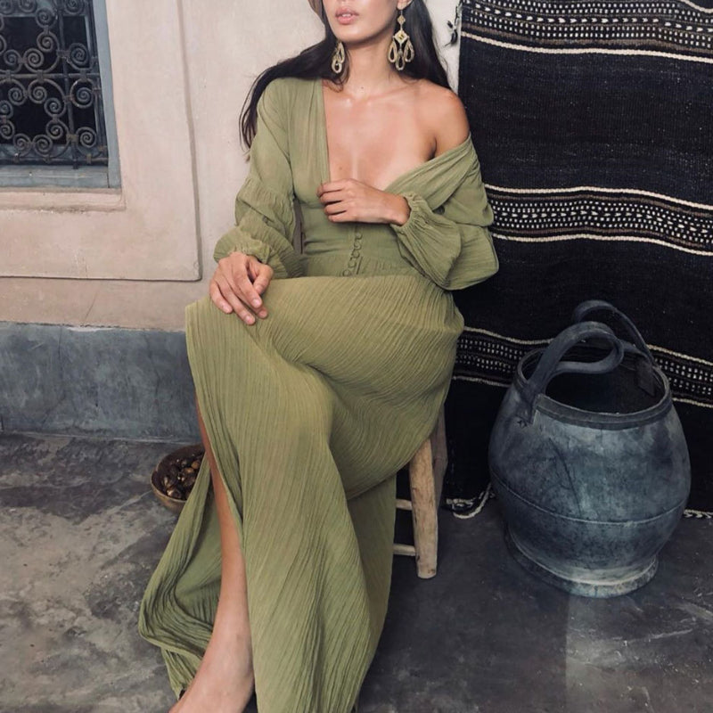 Sierra Long Maxi Dress - V-Neck - Boho Evening - Summer