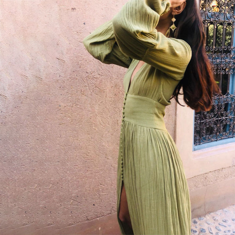 Sierra Long Maxi Dress - V-Neck - Boho Evening - Summer