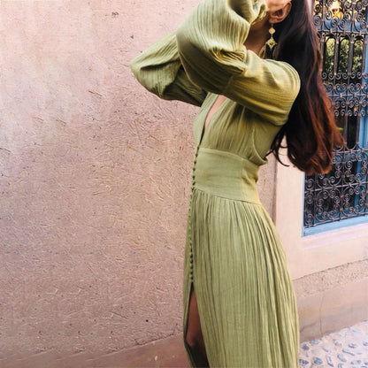 Sierra Long Maxi Dress - V-Neck - Boho Evening - Summer