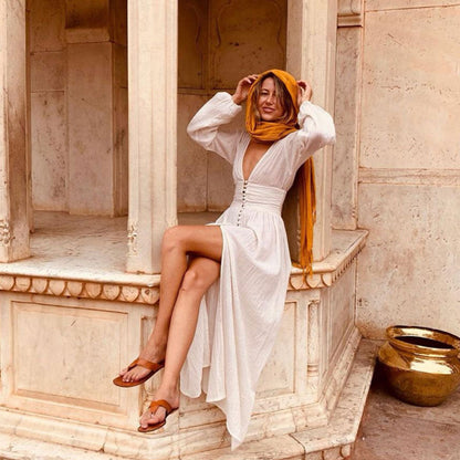 Sierra Long Maxi Dress - V-Neck - Boho Evening - Summer