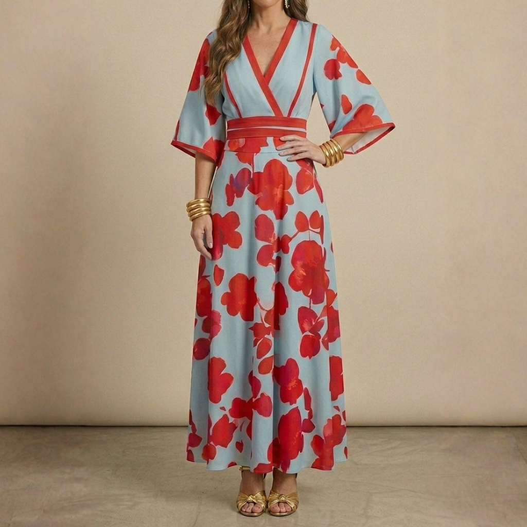 Rosella | Abito Maxi Elegante con Scollo Profondo