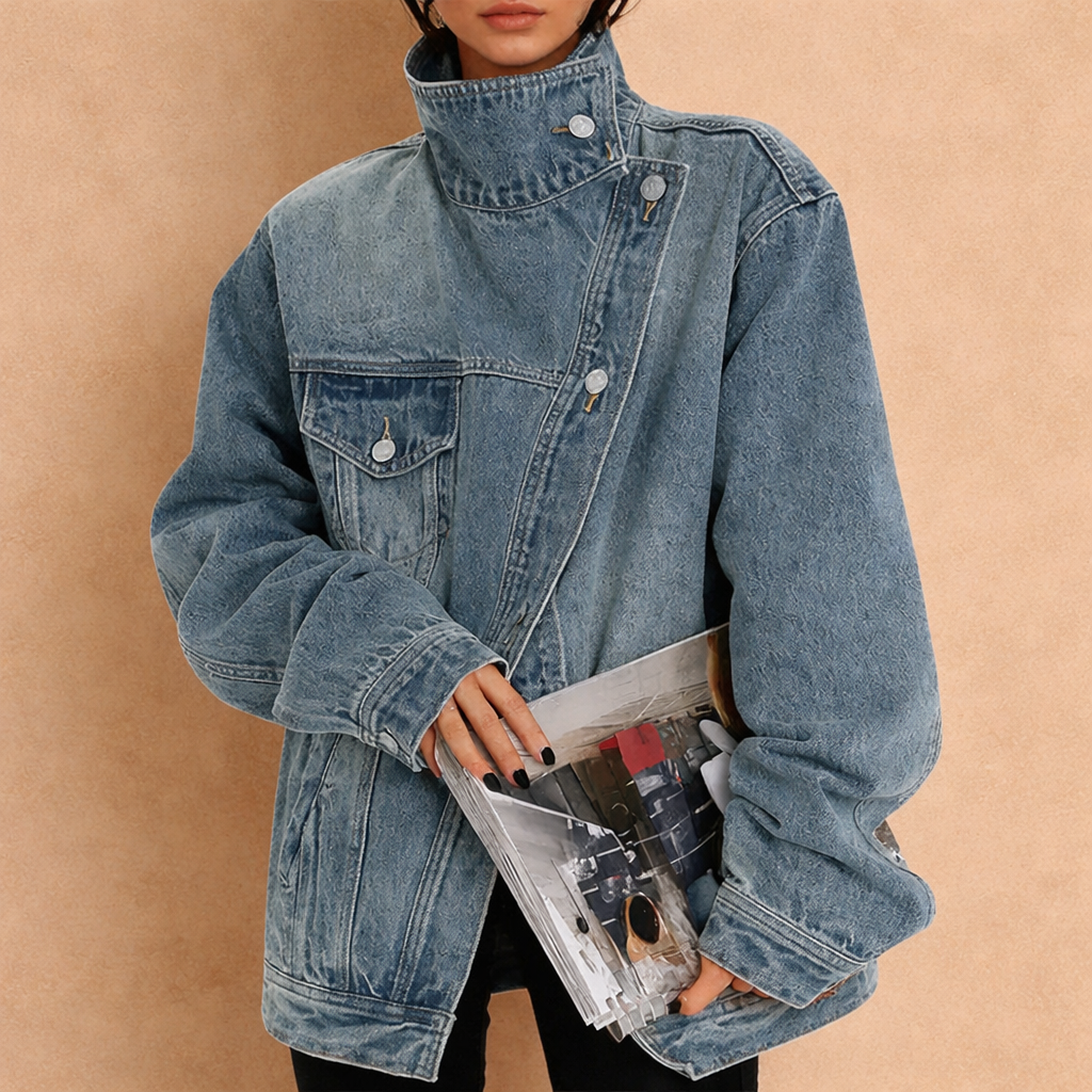SARAH | Modna asymetryczna kurtka zapinana na guziki w stylu streetwear