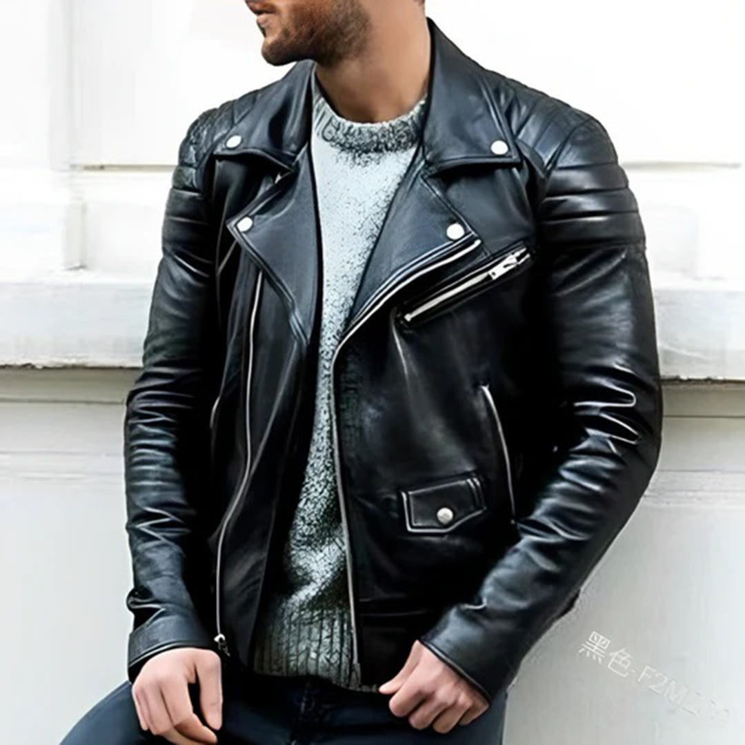 Skórzana Kurtka Biker - Ryder-Czarny-S-Trend Polska