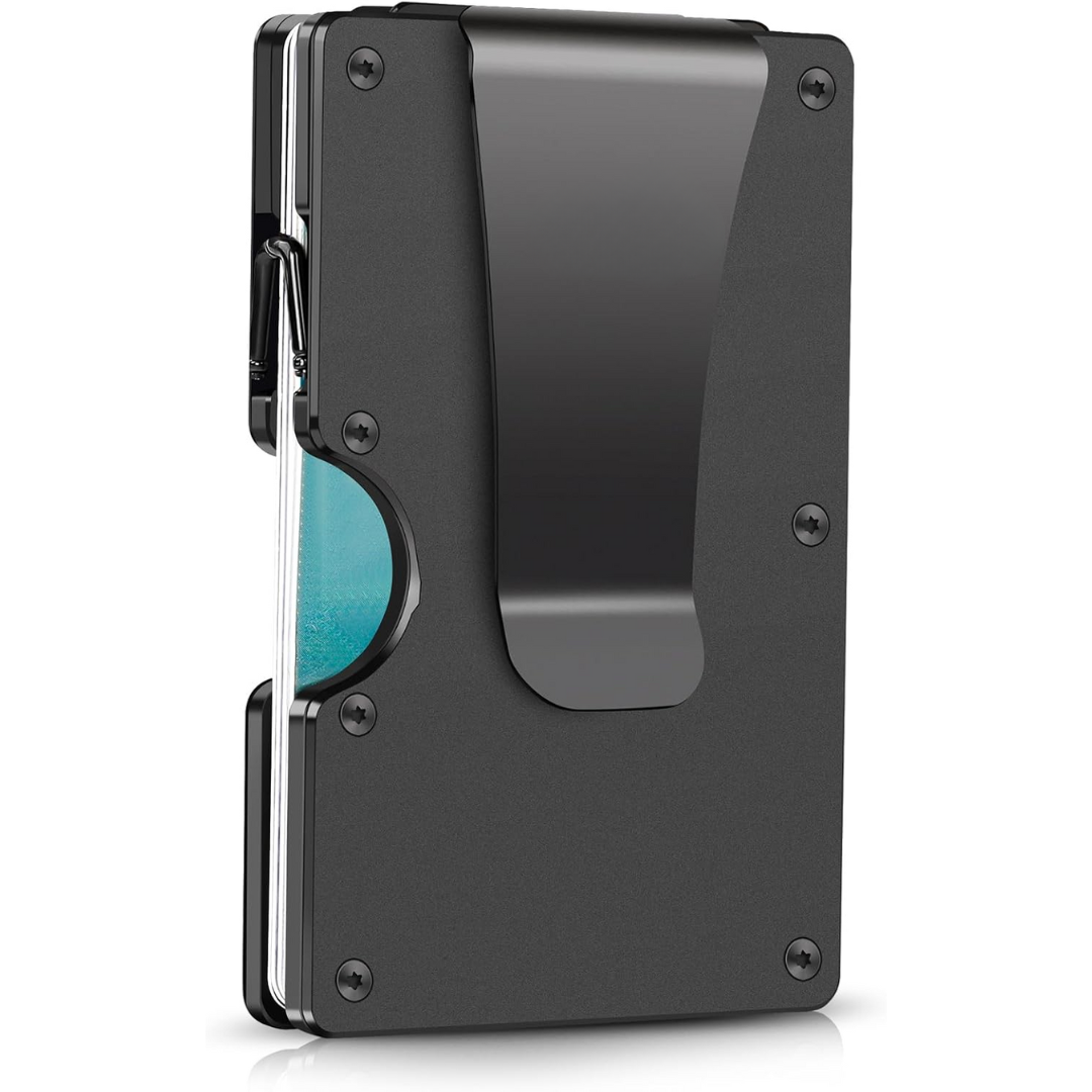 Slim RFID-Blocking Wallet made of Carbon Fibre with Money Clip - CarbonVault-Black-Nora Luxe