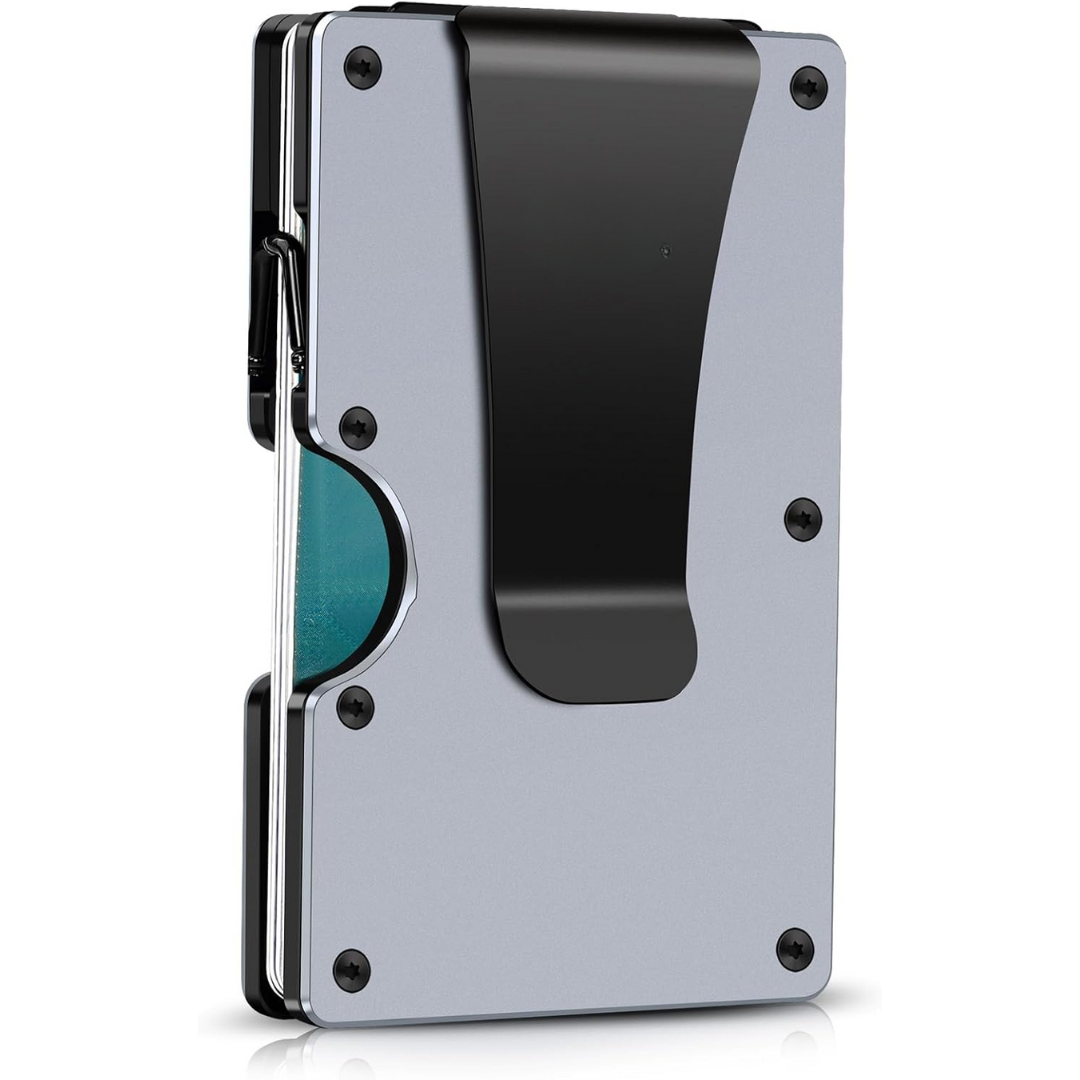 Slim RFID-Blocking Wallet made of Carbon Fibre with Money Clip - CarbonVault-Gray-Nora Luxe