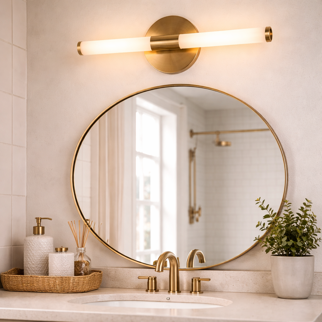 Badkamer Wandlamp Met Gesloten Glazen Kap