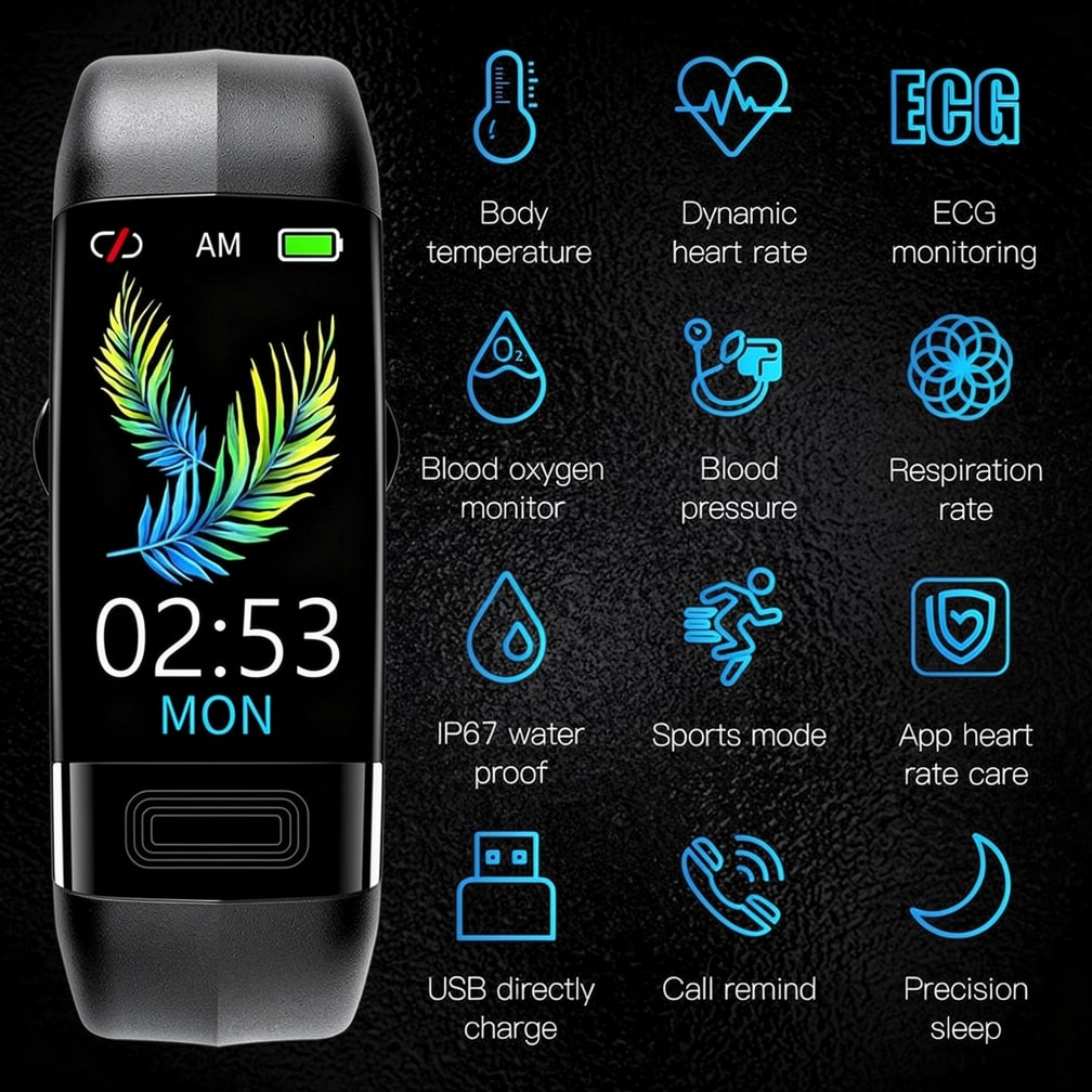 Smartwatch mit EKG, Herzfrequenz und Blutdruckmessung Zorenza