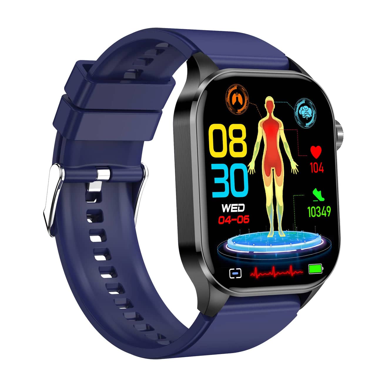 Smartwatch with ECG, Blood Sugar, and Blood Pressure Monitoring – HealthSync-Blue-State of Style