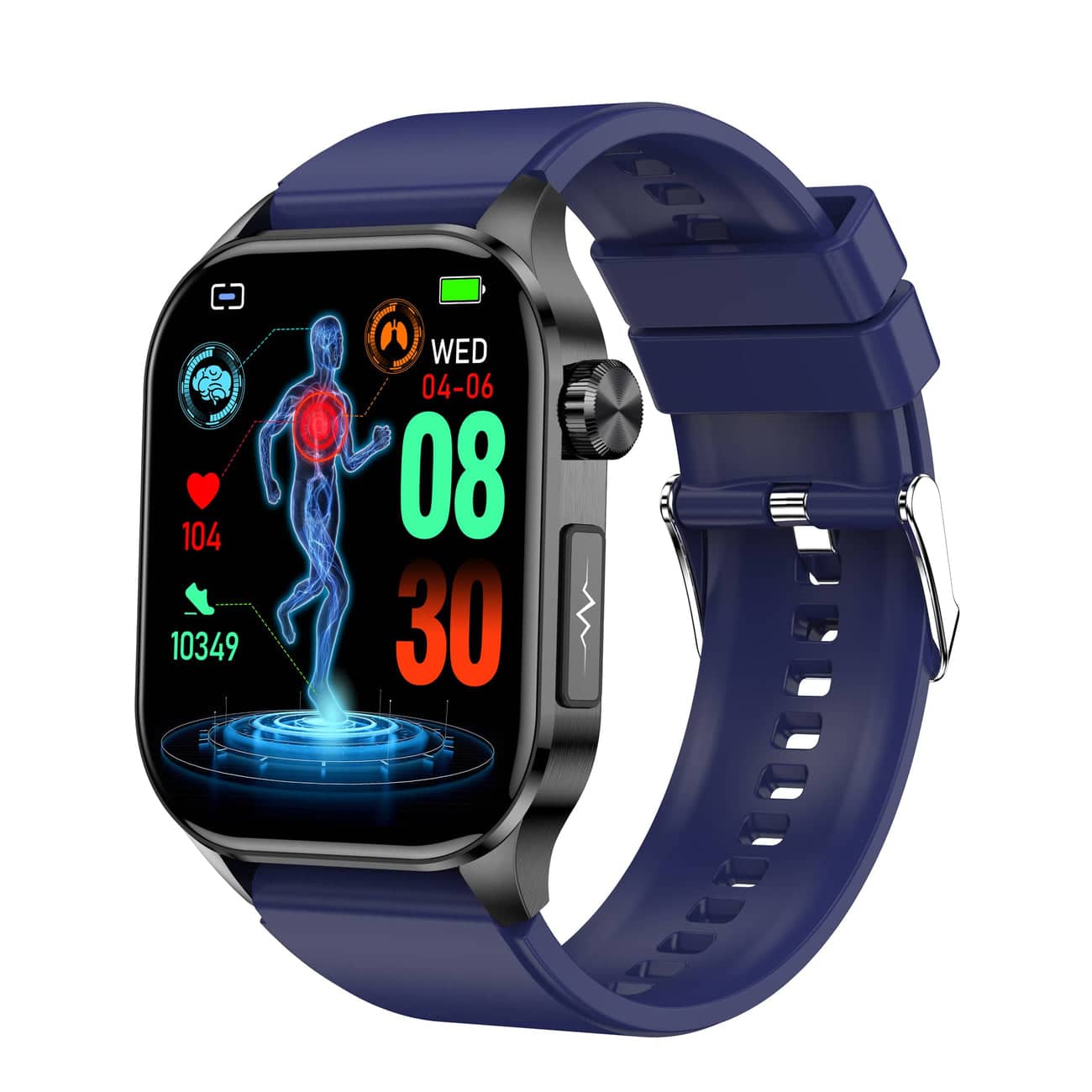 Smartwatch with ECG, Blood Sugar, and Blood Pressure Monitoring – HealthSync-Blue-State of Style