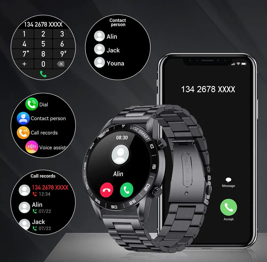 ChronoVivant - Luxuriöse Smartwatch für Herren | Multisport-Modus | Gesundheitsüberwachung
