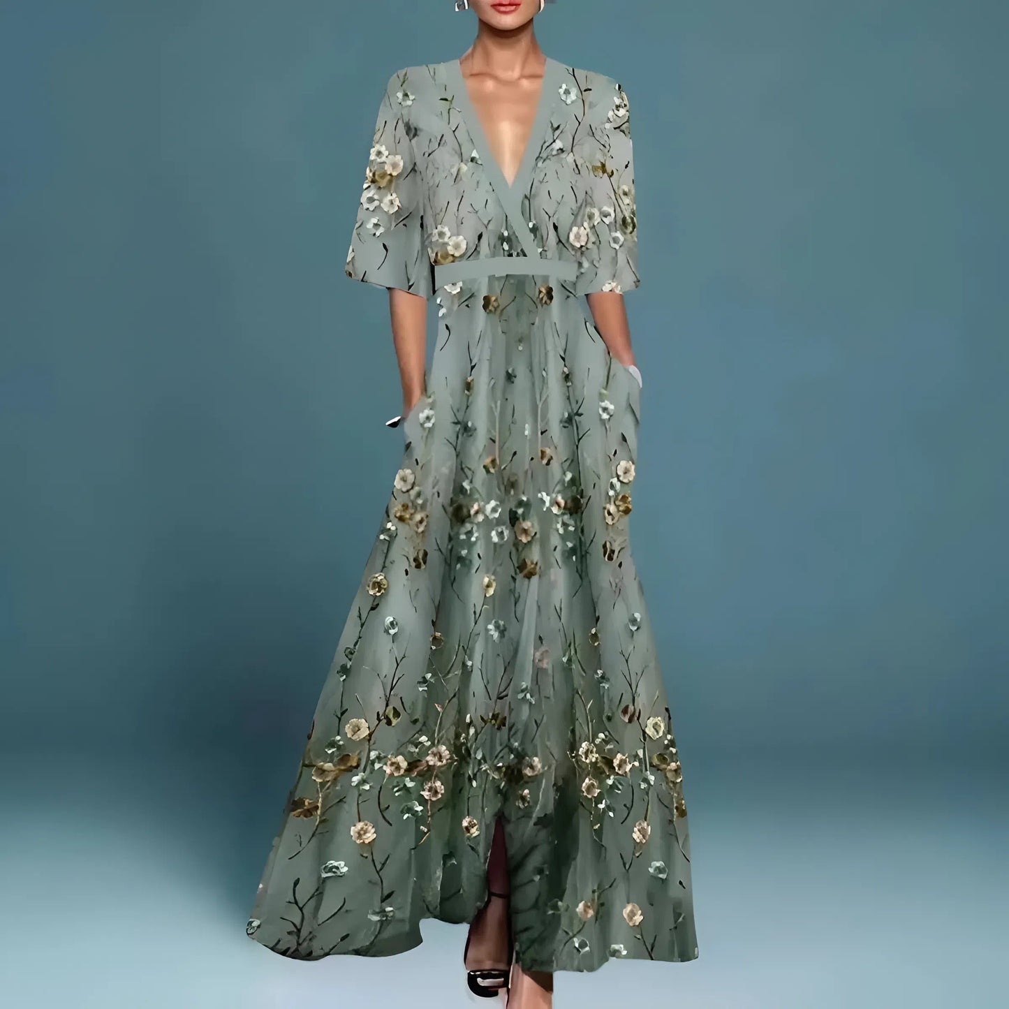 Valentine™ | Robe Maxi Élégante à Décolleté Profond