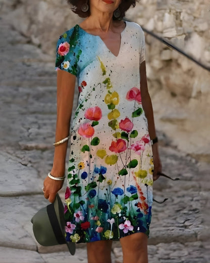 Sommerkleid Damen mit floralem Print | Midi