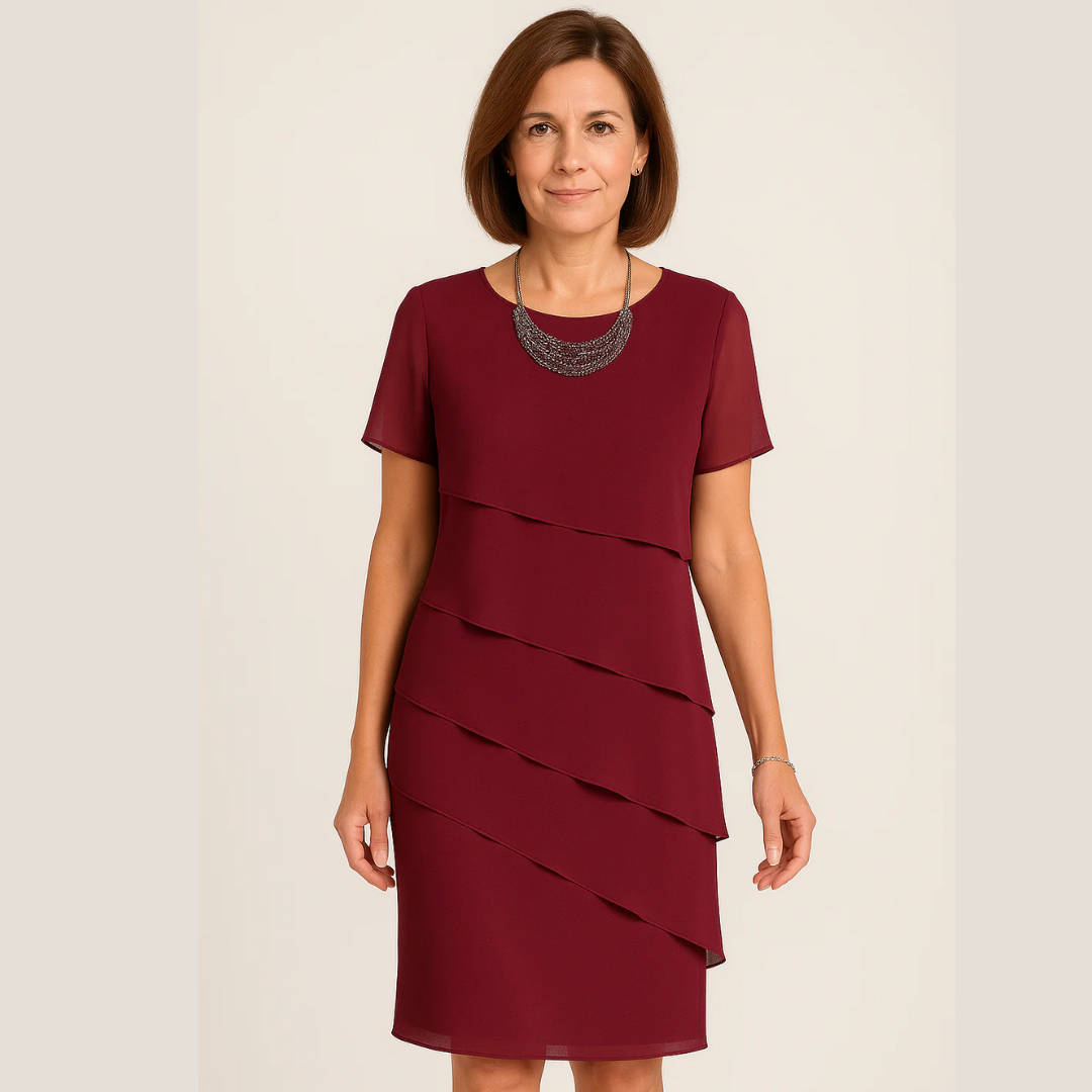 Sommerkleid für Damen – Einfaches Chiffonkleid mit Rundhalsausschnitt