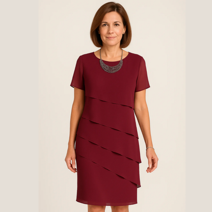 Sommerkleid für Damen – Einfaches Chiffonkleid mit Rundhalsausschnitt