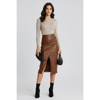 Soraya | Damen Midirock Plissee Mit Schlitz