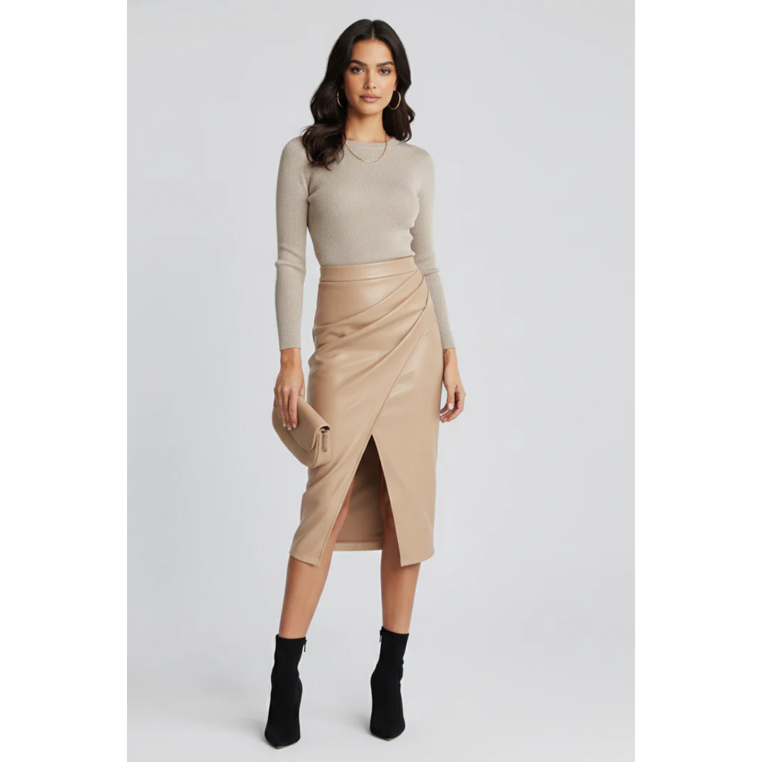 Soraya | Damen Midirock Plissee Mit Schlitz