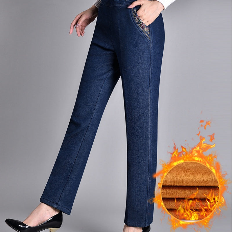 Jeans für Damen mit Seitentaschen und elastischem Bund