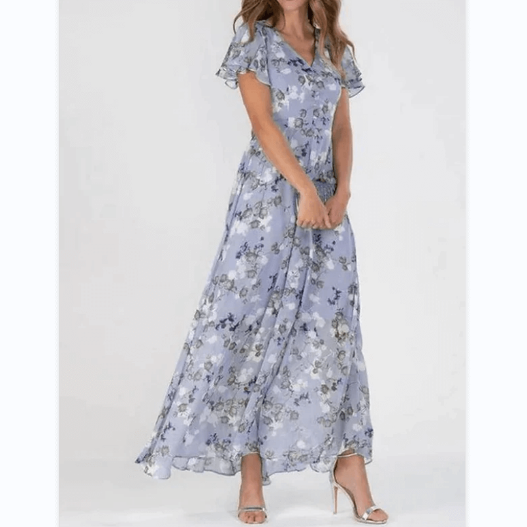 Clarissa - Formele zomerse maxi jurk met bloemenprint dames