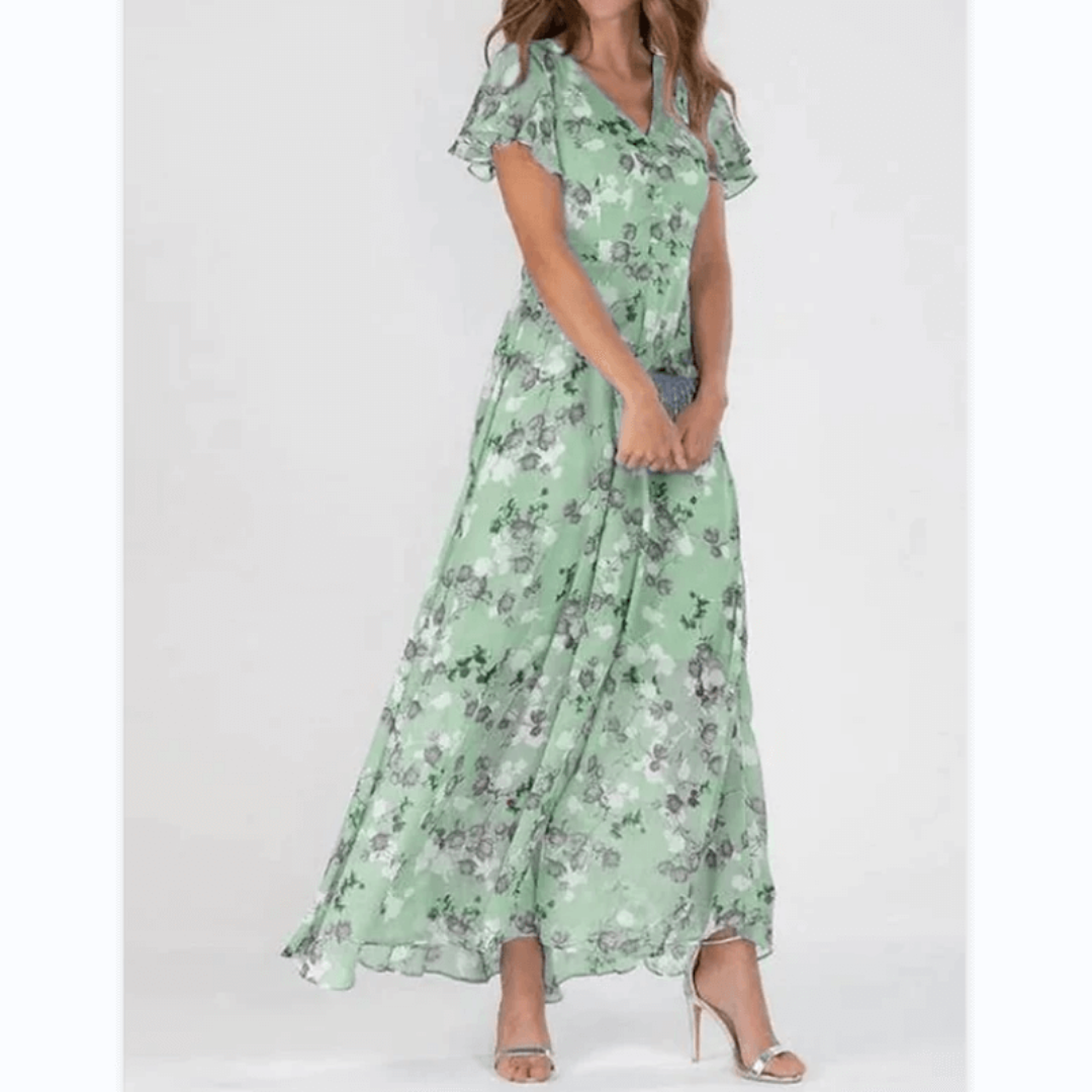 Clarissa - Formele zomerse maxi jurk met bloemenprint dames