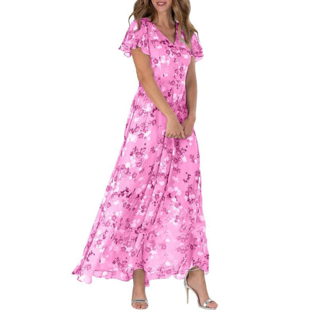 Clarissa - Formele zomerse maxi jurk met bloemenprint dames