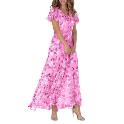 Clarissa - Formele zomerse maxi jurk met bloemenprint dames