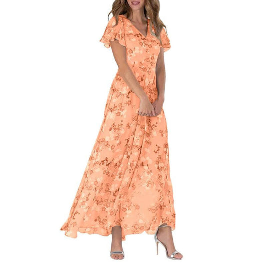 Clarissa - Formele zomerse maxi jurk met bloemenprint dames