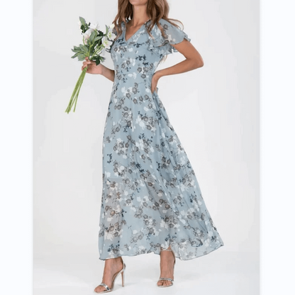 Mathilde – Robe maxi formelle d’été à imprimé floral femme