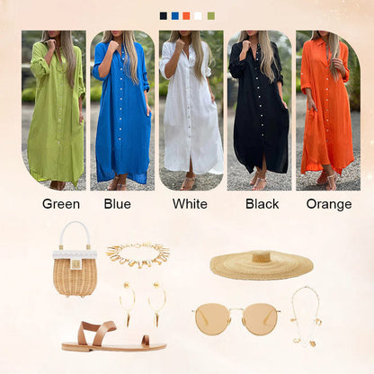 Robe de printemps femme avec boutons pour tenue légère et quotidienne