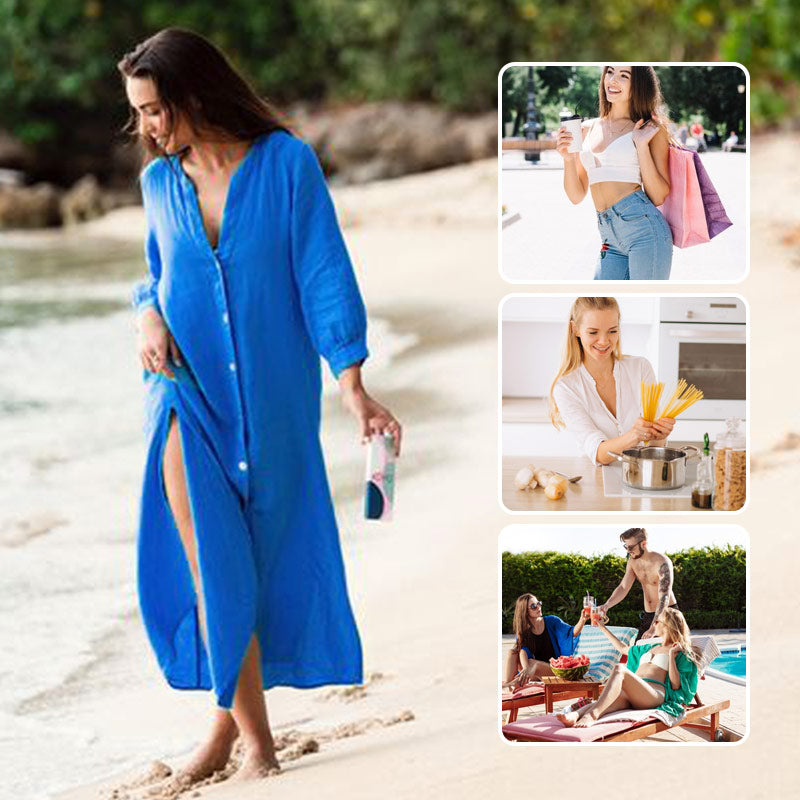Robe de printemps femme avec boutons pour tenue légère et quotidienne