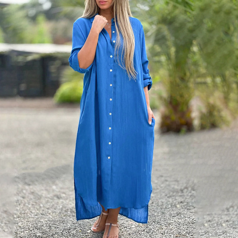 Robe de printemps femme avec boutons pour tenue légère et quotidienne