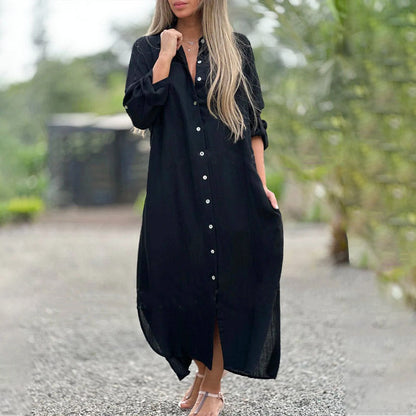 Robe de printemps femme avec boutons pour tenue légère et quotidienne