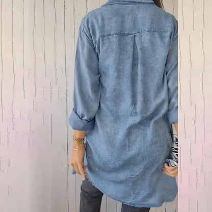 Zafrielle | Dames Faux Denim Jas – Casual Knoopsluiting Jas