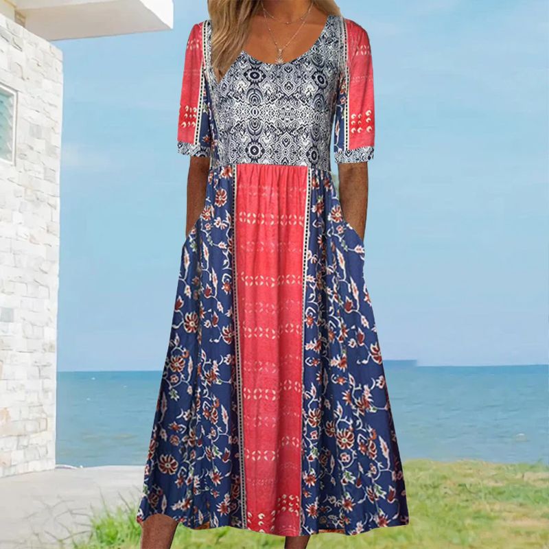 Dinara - Vestido Elegante Com Estampado Boho