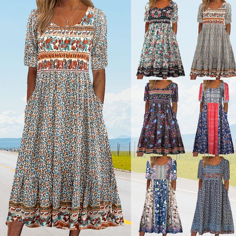 Vita - Elegant damekjole med print i boho-stil