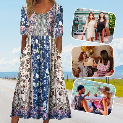 Vita - Elegant damekjole med print i boho-stil
