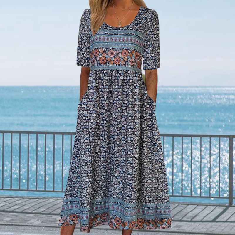 Vita - Elegant damekjole med print i boho-stil