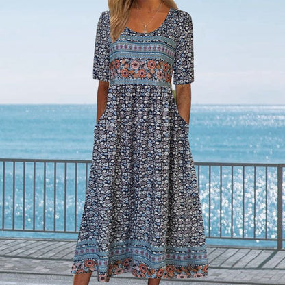 Dinara - Vestido Elegante Com Estampado Boho