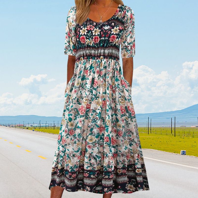Vita - Elegant damekjole med print i boho-stil