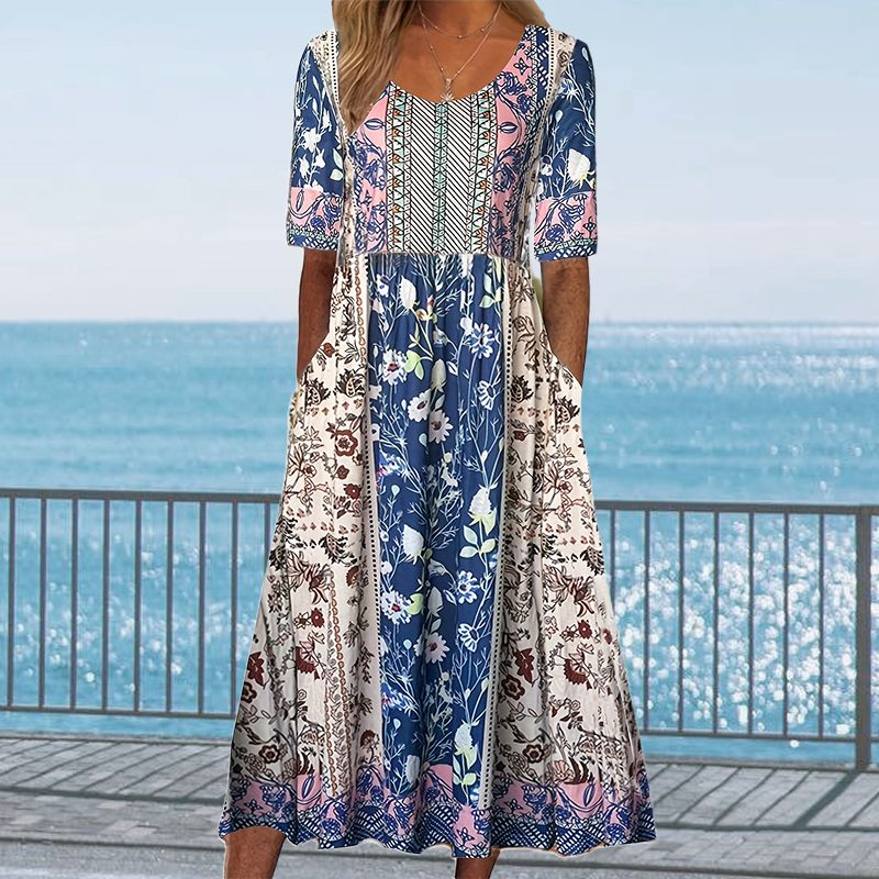Dinara - Vestido Elegante Com Estampado Boho
