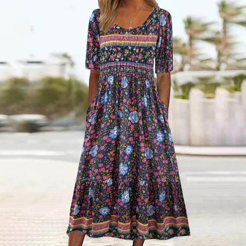 Vita - Elegant damekjole med print i boho-stil