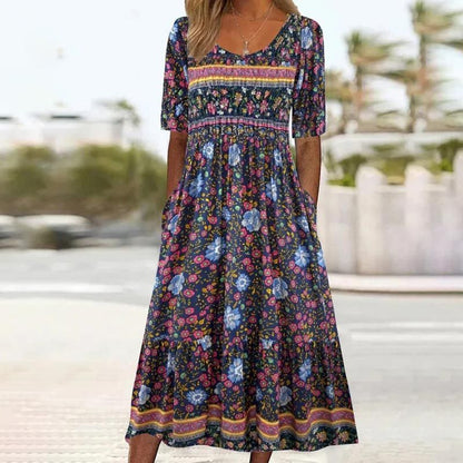 Vita - Elegant damekjole med print i boho-stil