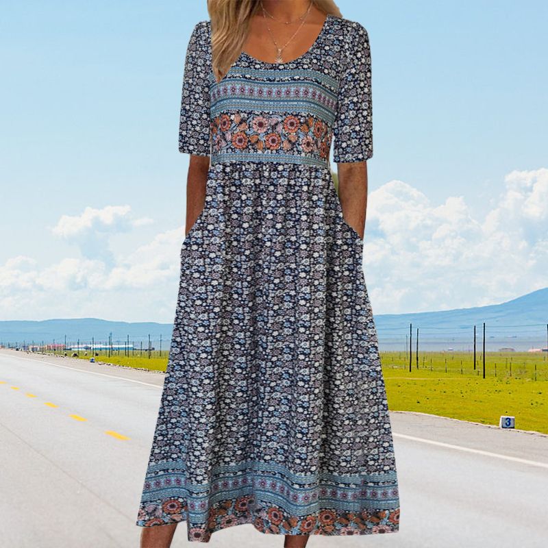 Vita - Elegant damekjole med print i boho-stil