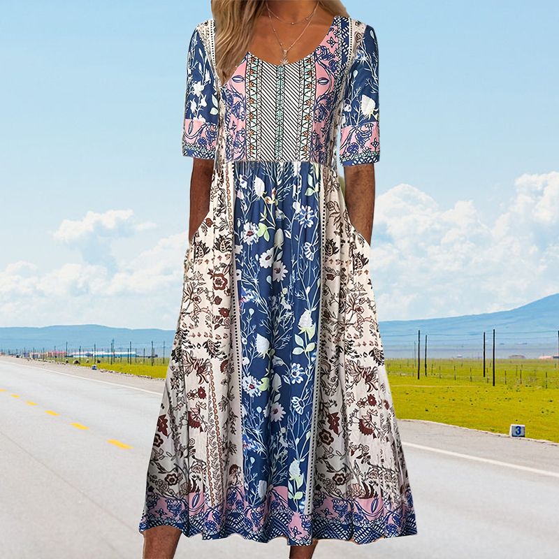 Vita - Elegant damekjole med print i boho-stil