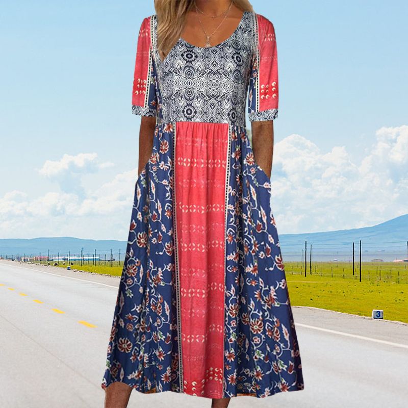 Vita - Elegant damekjole med print i boho-stil