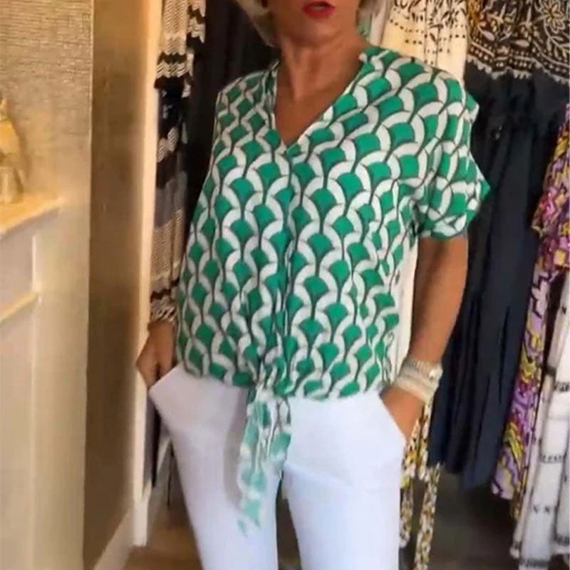 Naskia - Short Sleeve V-Neck Blouse