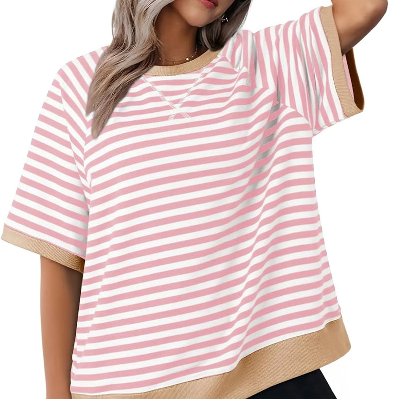 T-shirt rayé pour femme – Un style estival décontracté et confortable pour tous les jours