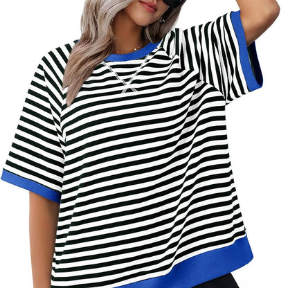 T-shirt rayé pour femme – Un style estival décontracté et confortable pour tous les jours