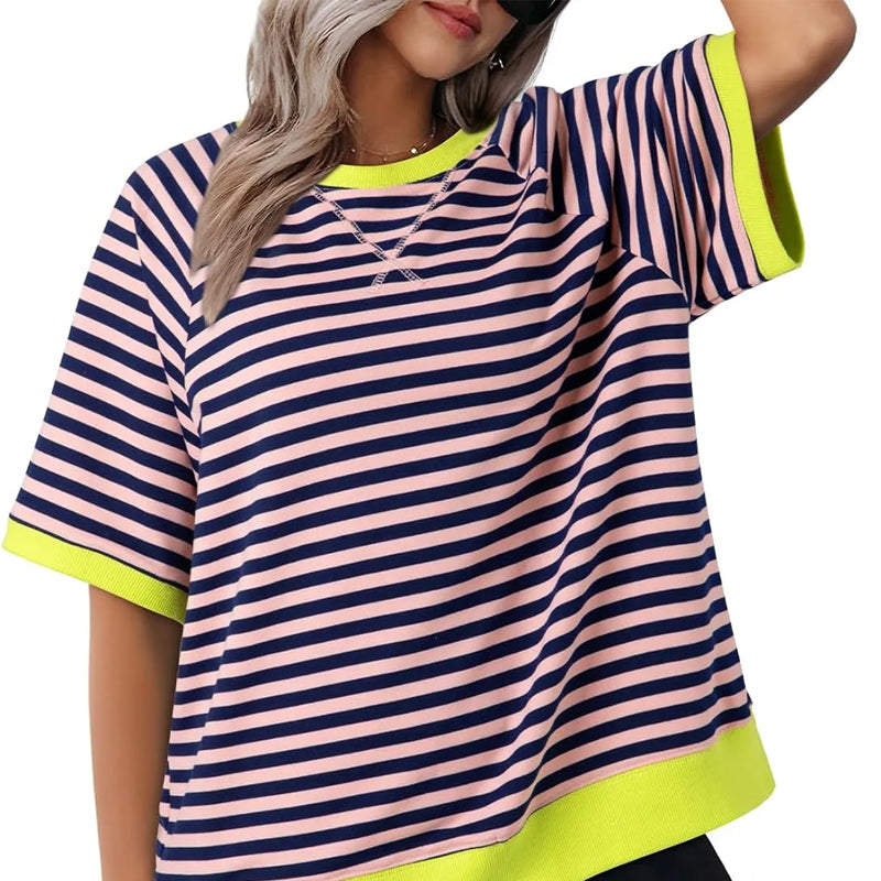T-shirt rayé pour femme – Un style estival décontracté et confortable pour tous les jours