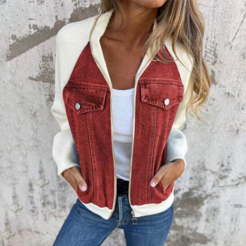 🔥Nová módní dámská kreativní džínová bunda Splicing Jacket